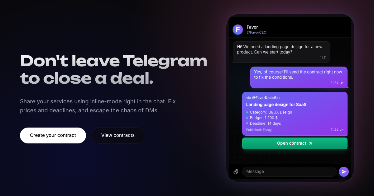 Favor contracts marketplace inside Telegram